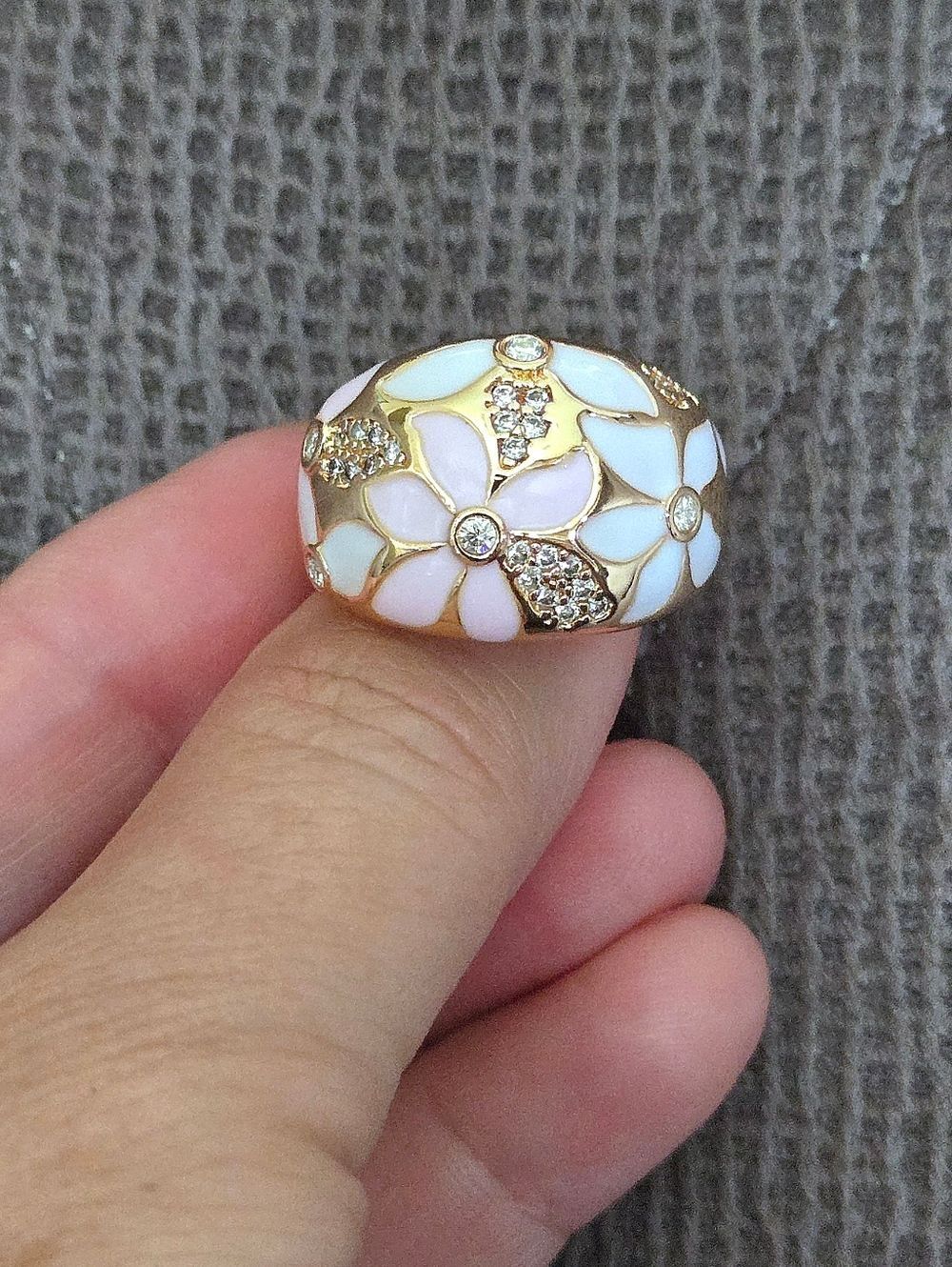✨️HP 2X✨️ Piper K Floral💐 Enamel Dome Ring💍 with Cubic Zirconias💎 - NWOT - Picture 12 of 15